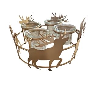 Holiday Time 4 Candle Reindeer IronTealight Holder  NWOT